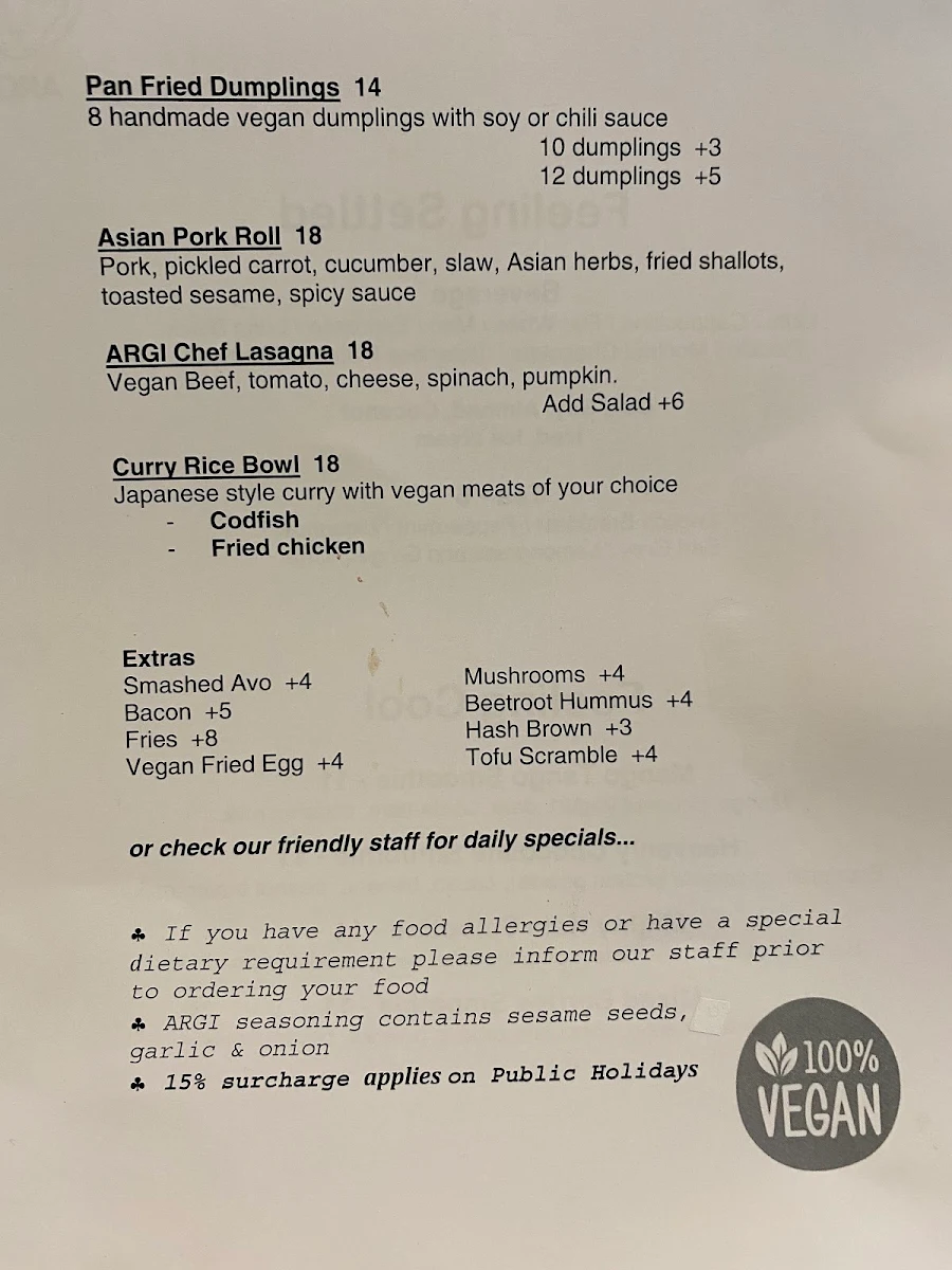 Menu, Little Bunny Cafe