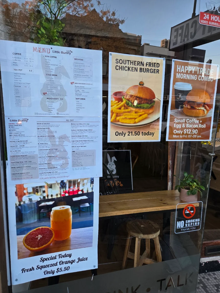 Menu, Little Bunny Cafe