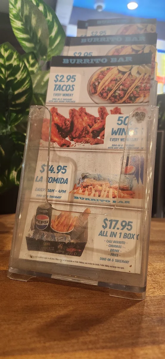Menu, Burrito Bar Holmview
