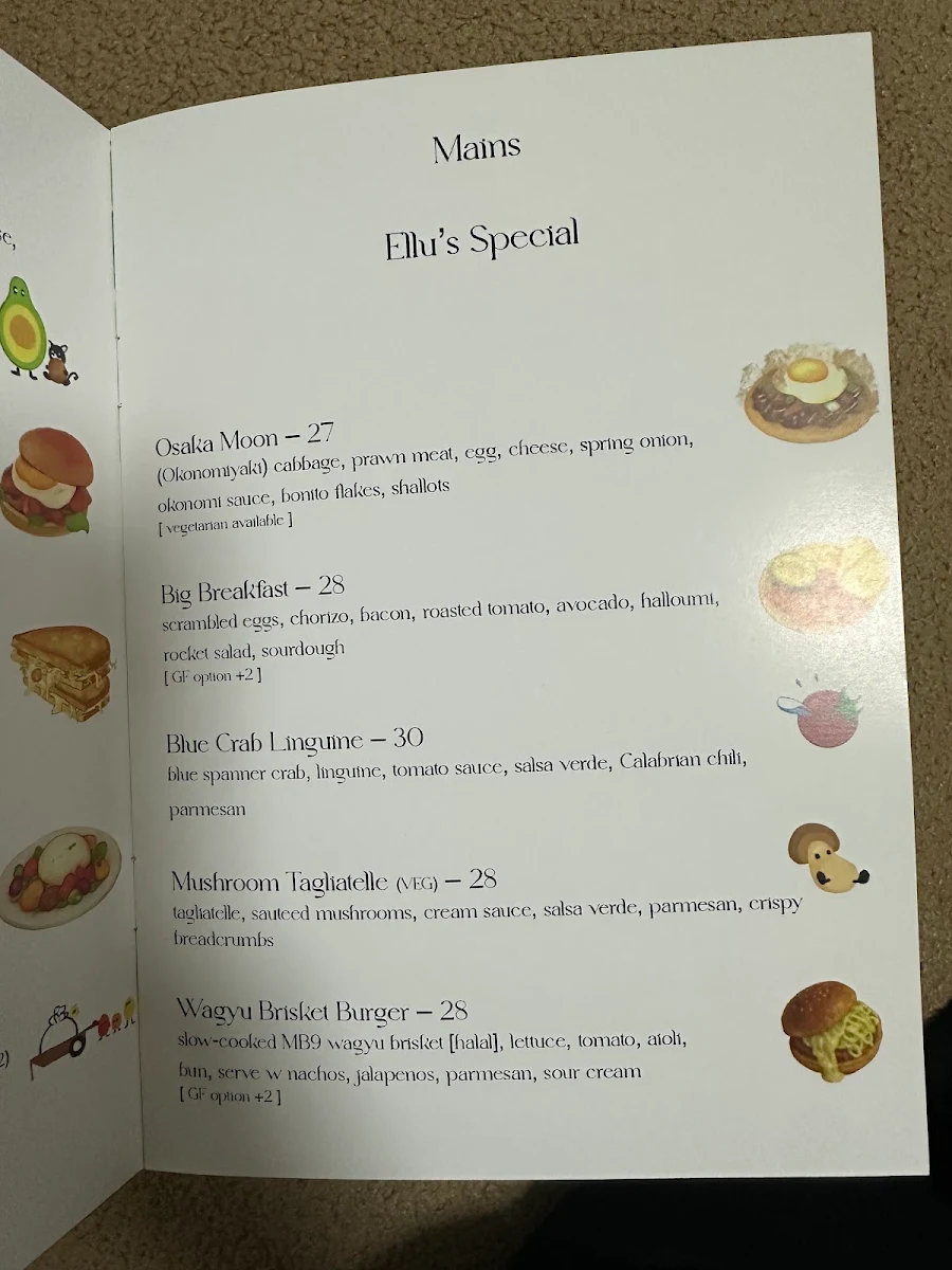 Menu, ellu cafe
