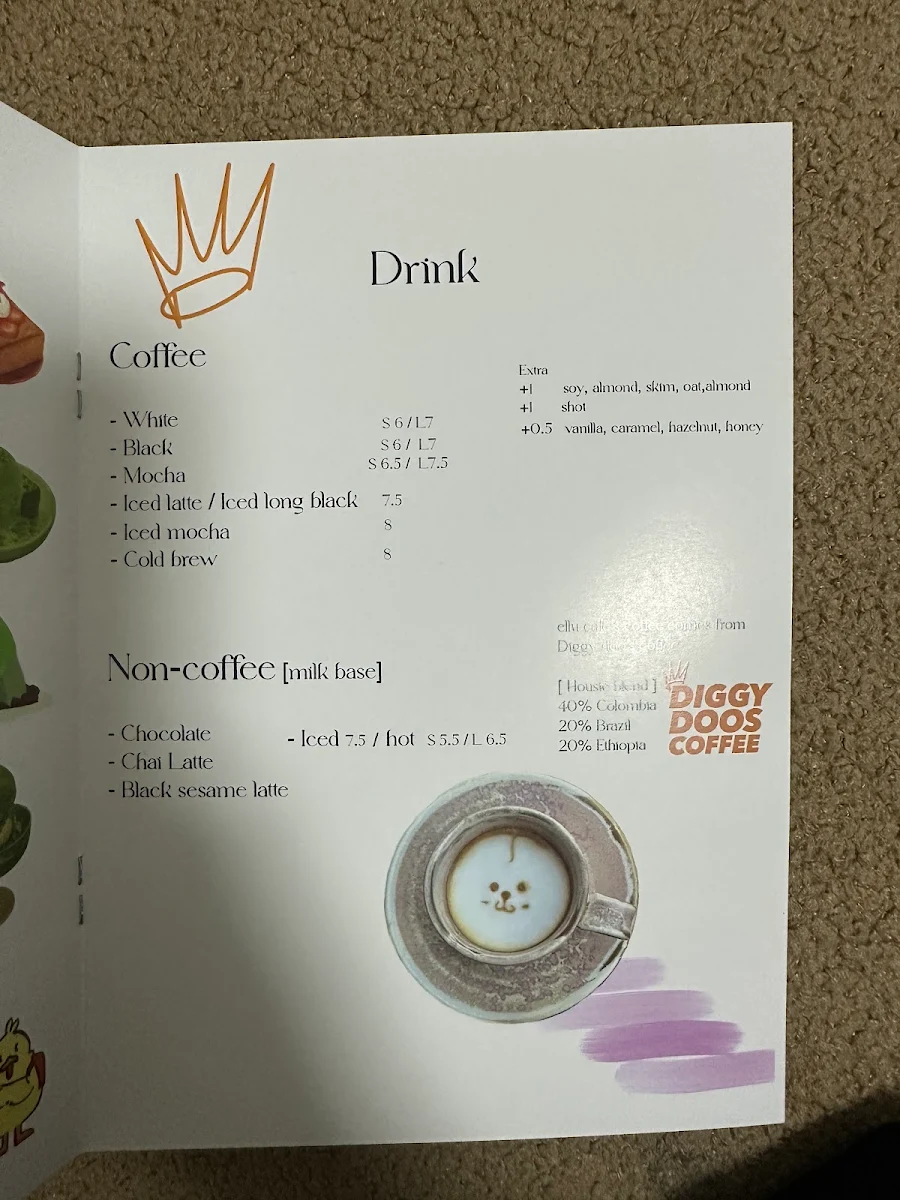 Menu, ellu cafe