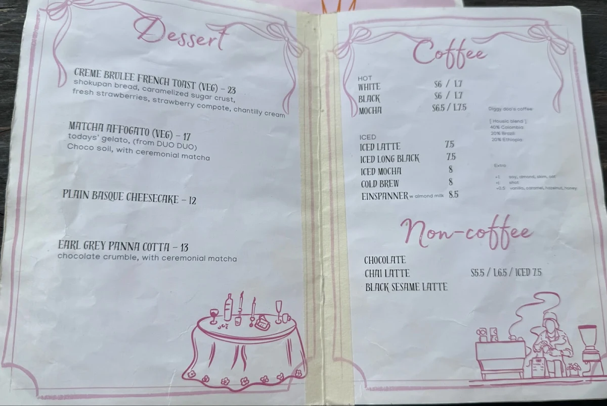 Menu, ellu cafe