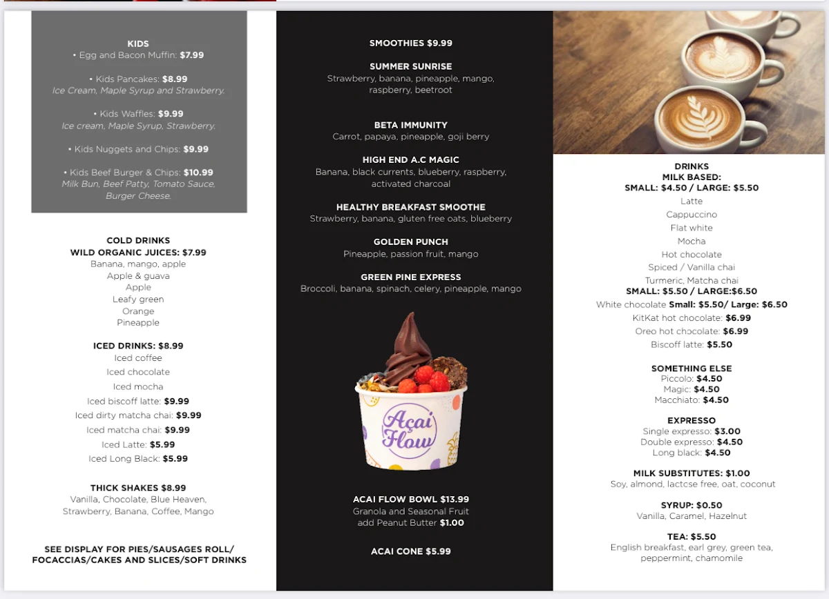 Menu, The high end cafe - YS NO 005