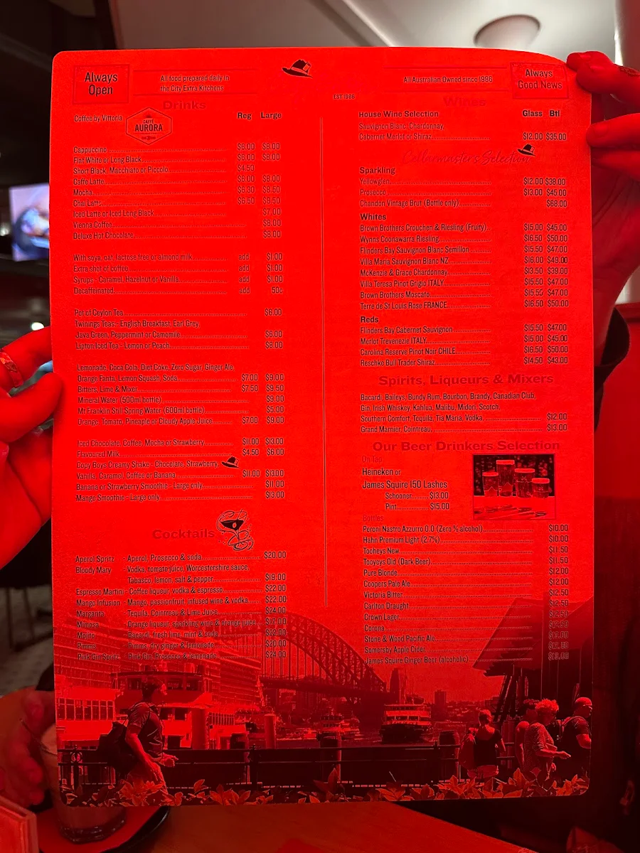 Menu, City Extra 24 Hour Restaurant