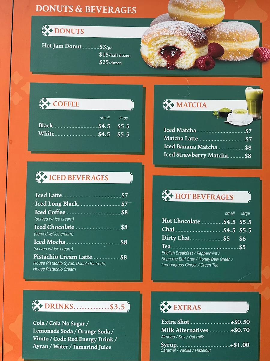 Menu, Tamam Cafe