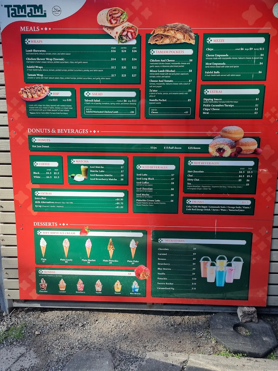Menu, Tamam Cafe