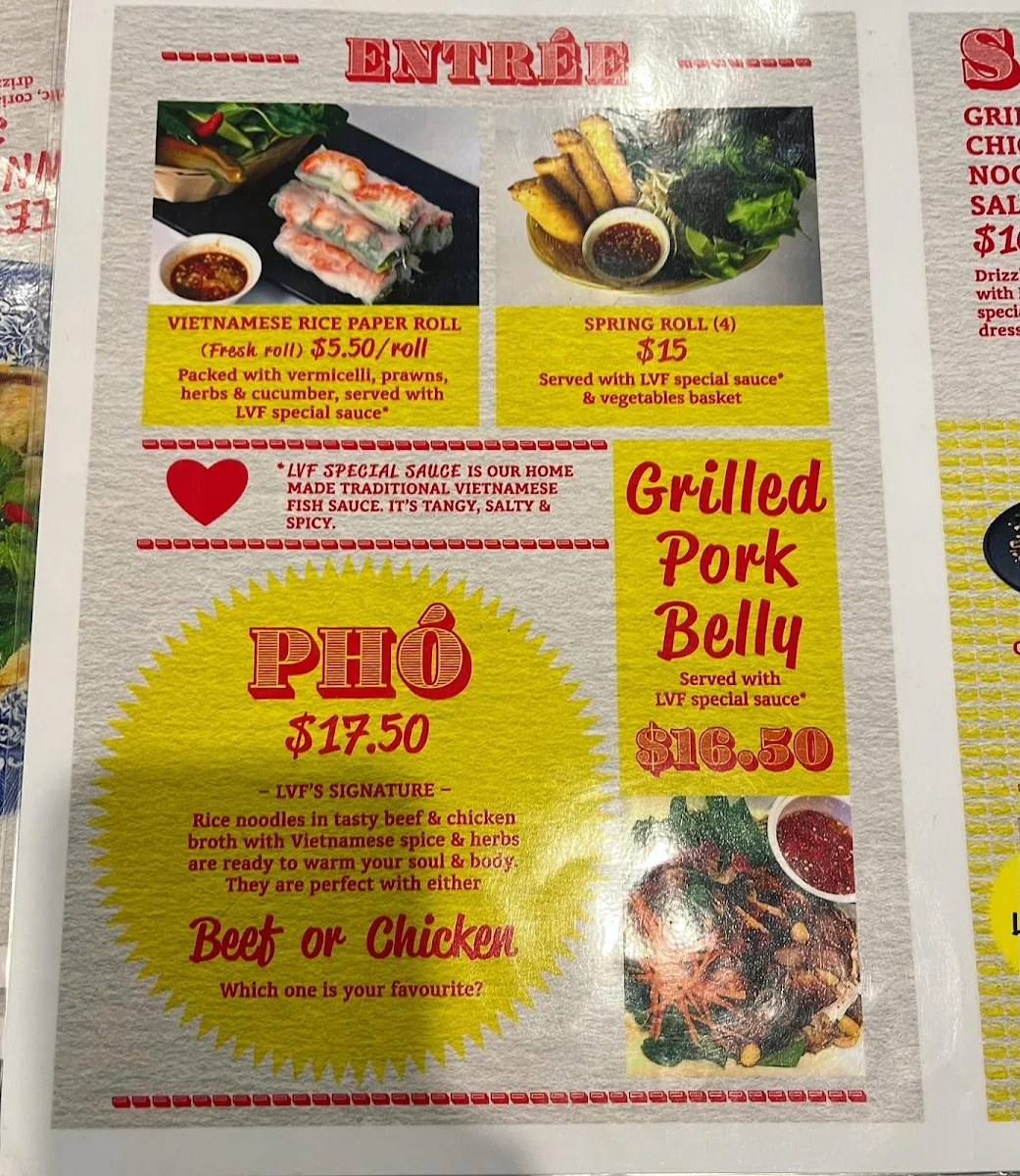 Menu, Little Vietnamese Food