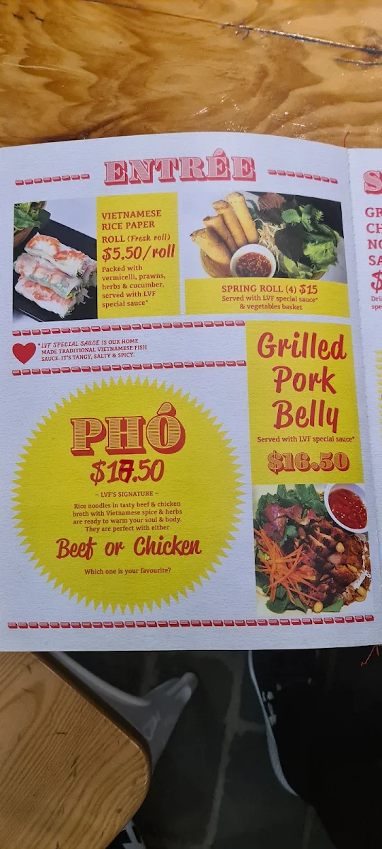 Menu, Little Vietnamese Food