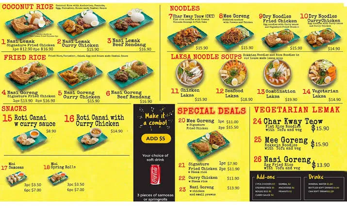 Menu, Lemak 8 Street Westfield Mount Gravatt