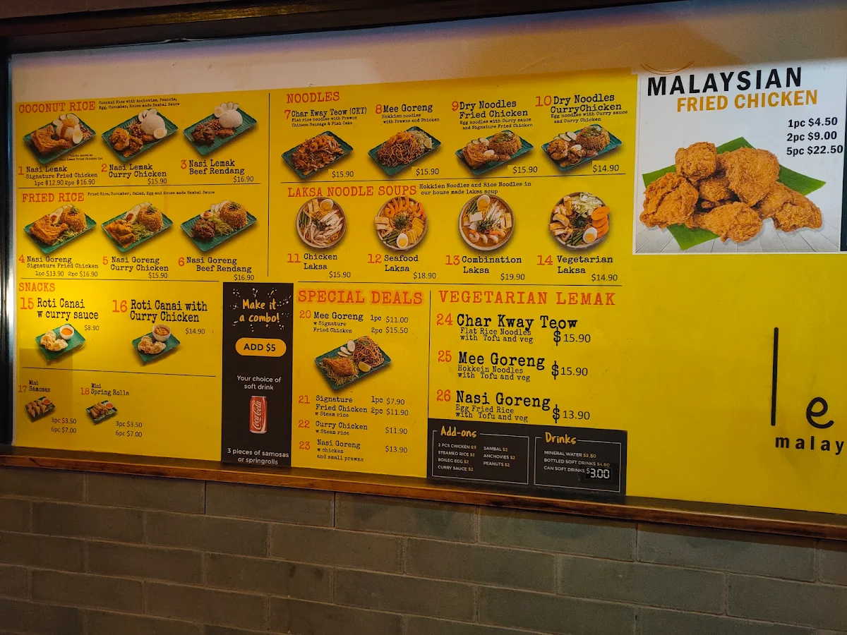 Menu, Lemak 8 Street Westfield Mount Gravatt