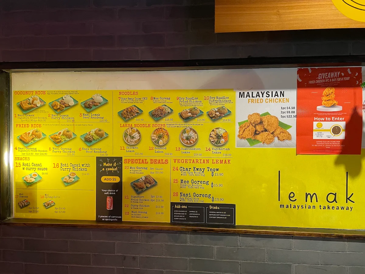Menu, Lemak 8 Street Westfield Mount Gravatt