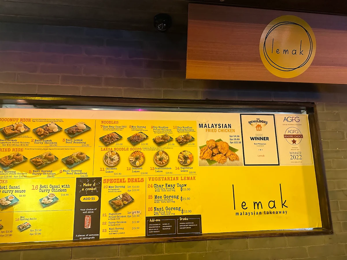 Menu, Lemak 8 Street Westfield Mount Gravatt