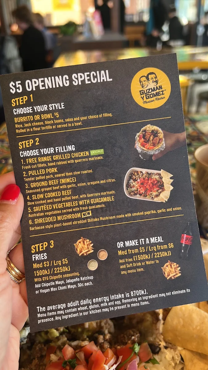 Menu, Guzman y Gomez - Port Macquarie