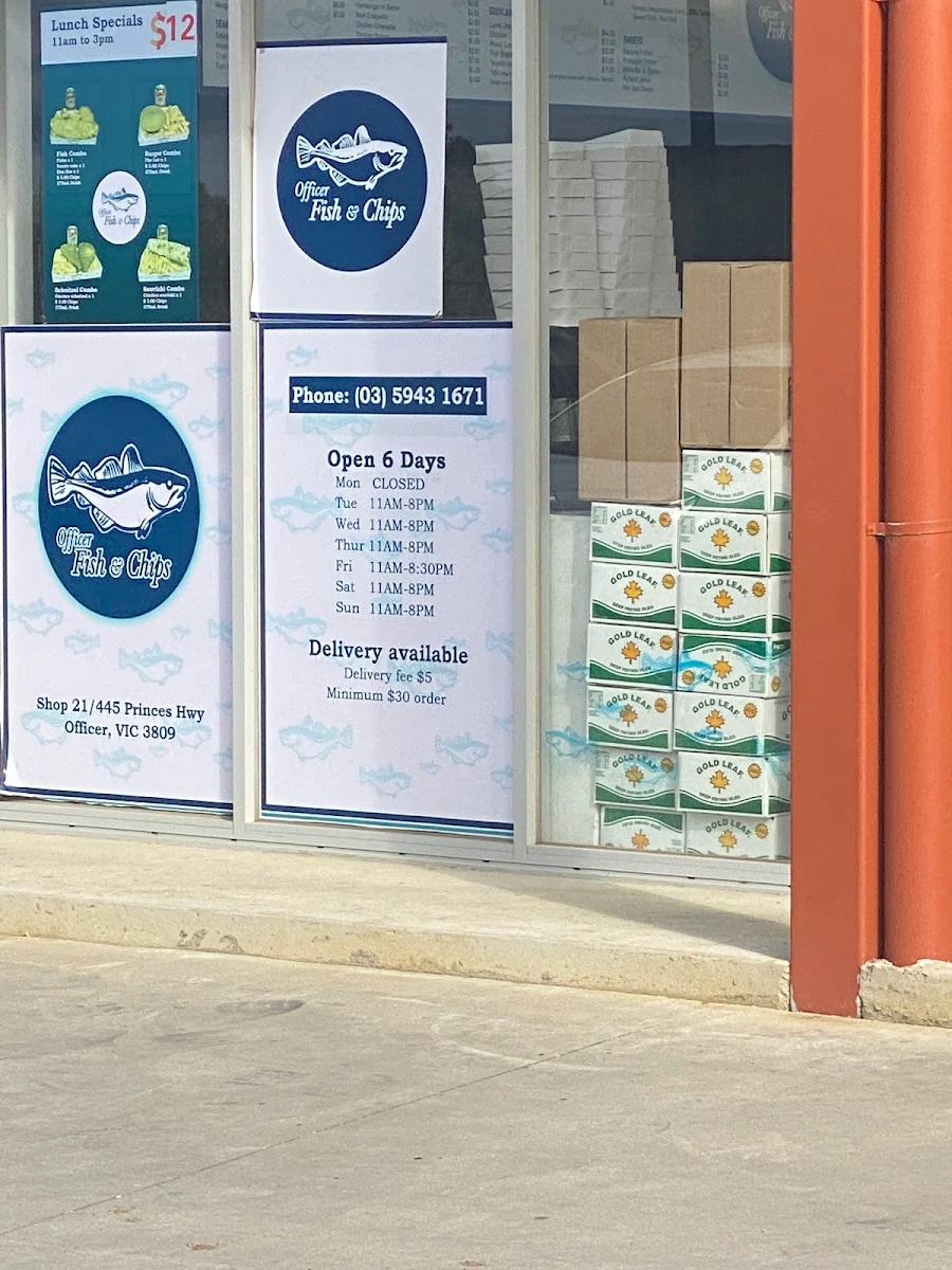 Menu, Famous Dumpling Officer Fish and Chips