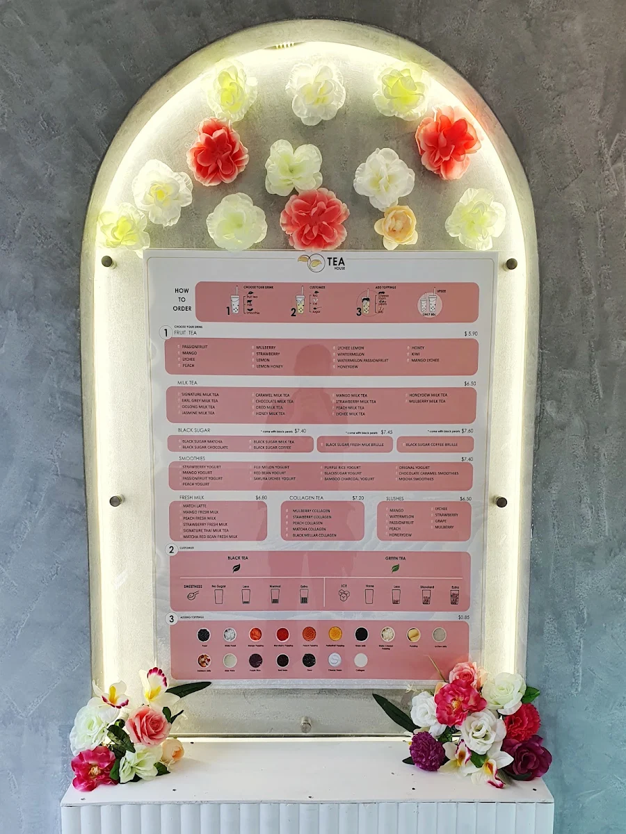 Menu, Tea House Marketown