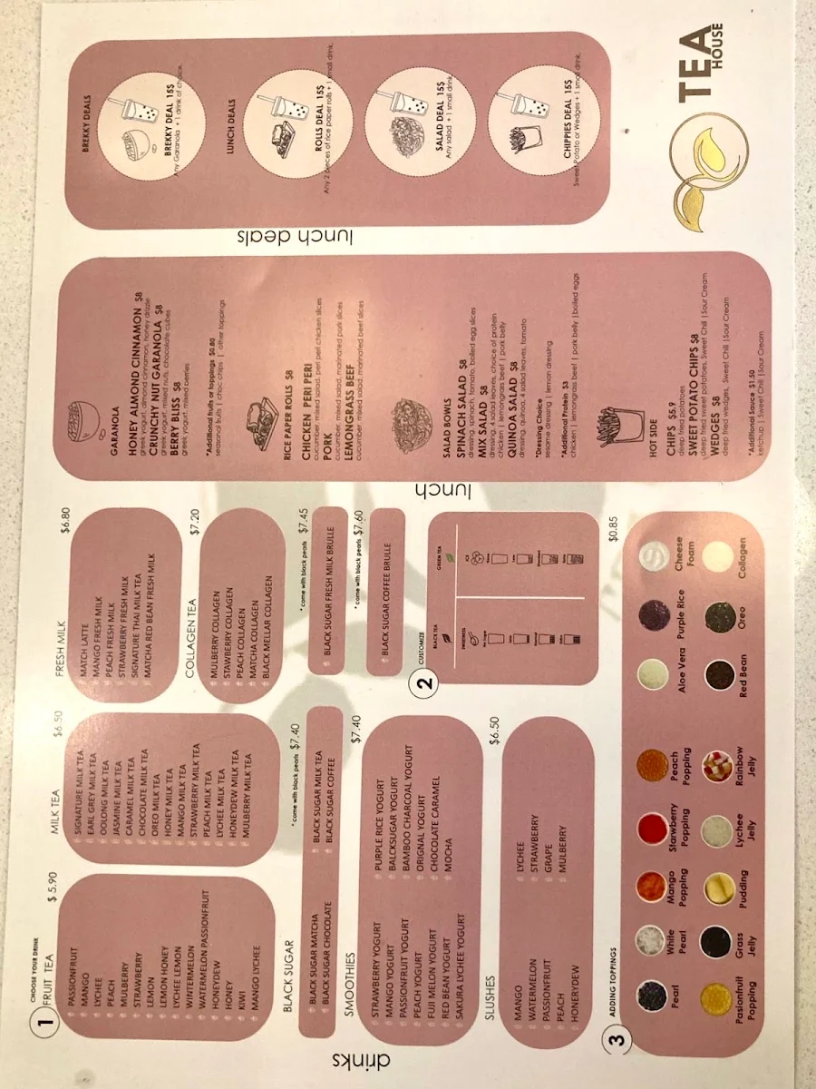 Menu, Tea House Marketown