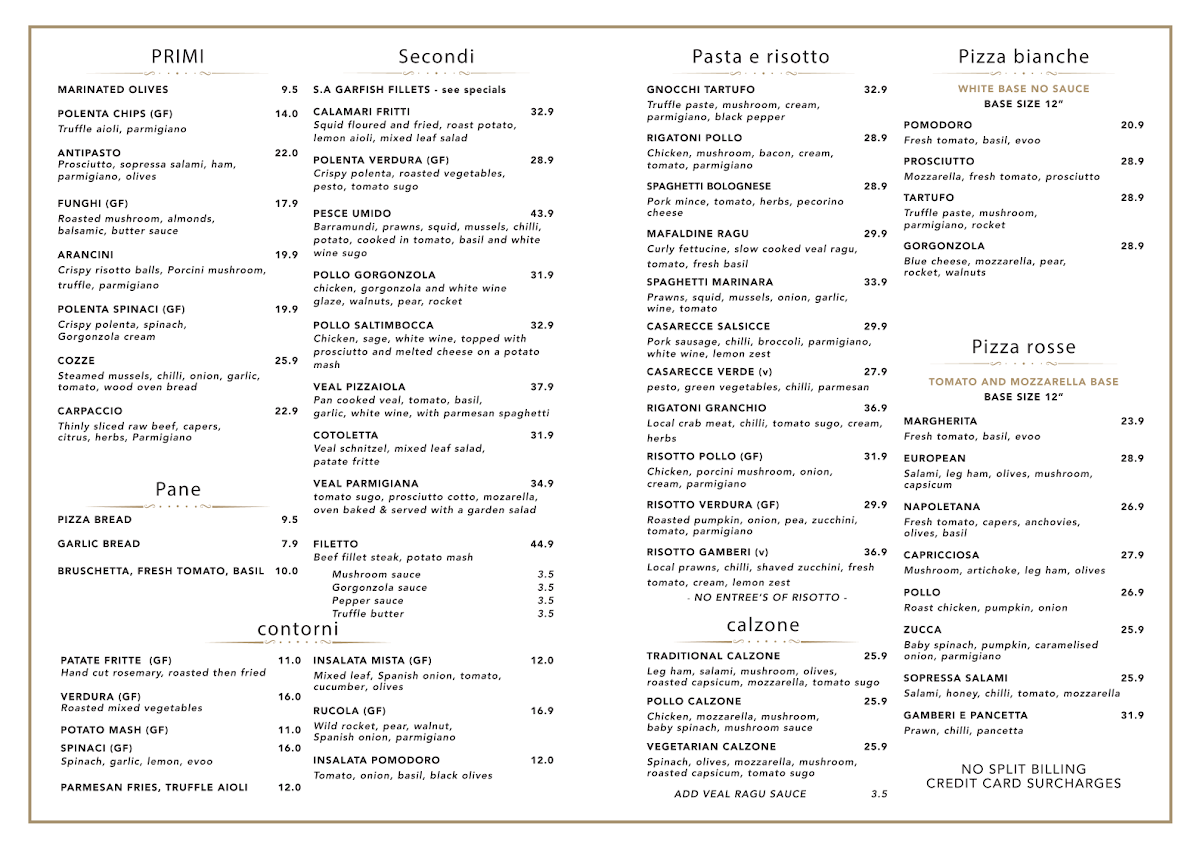 Menu, European Cafe