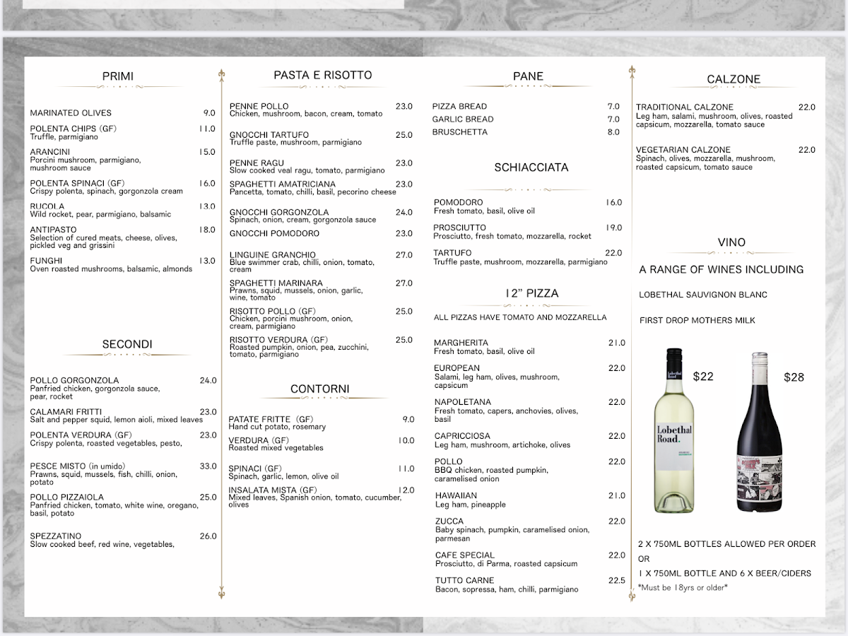 Menu, European Cafe