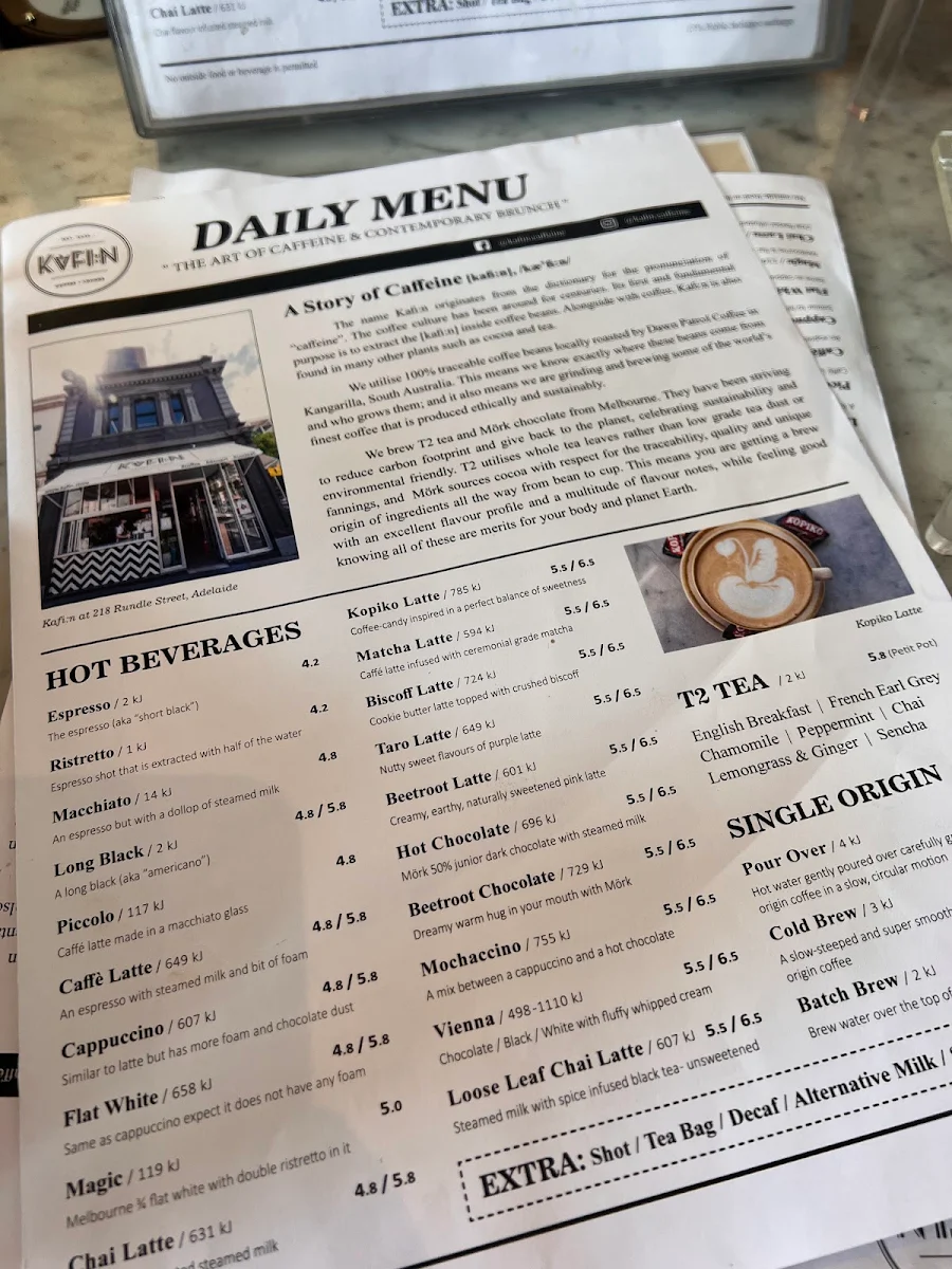 Menu, Kafi:n