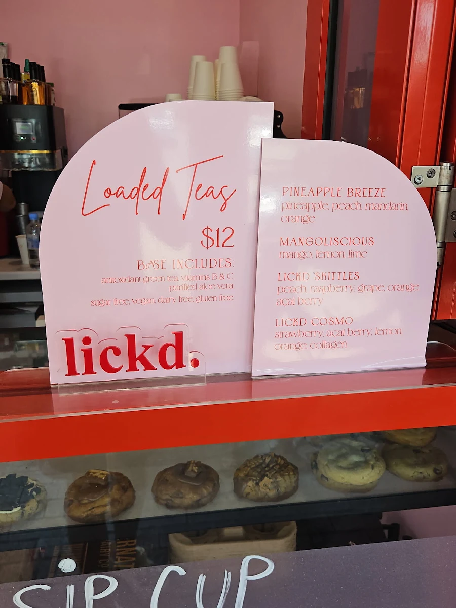 Menu, Lickd.
