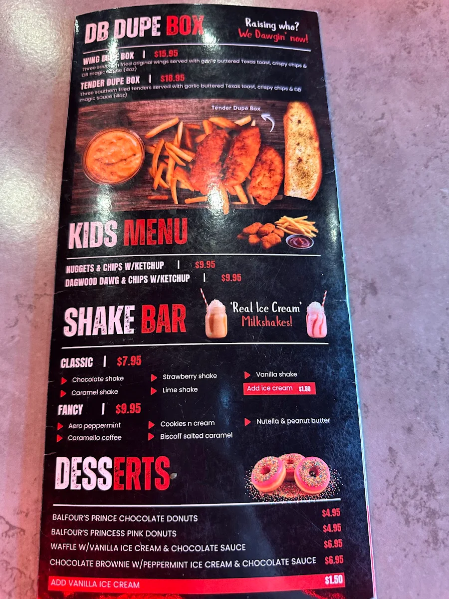 Menu, Dawg Boys - Redbank Plains