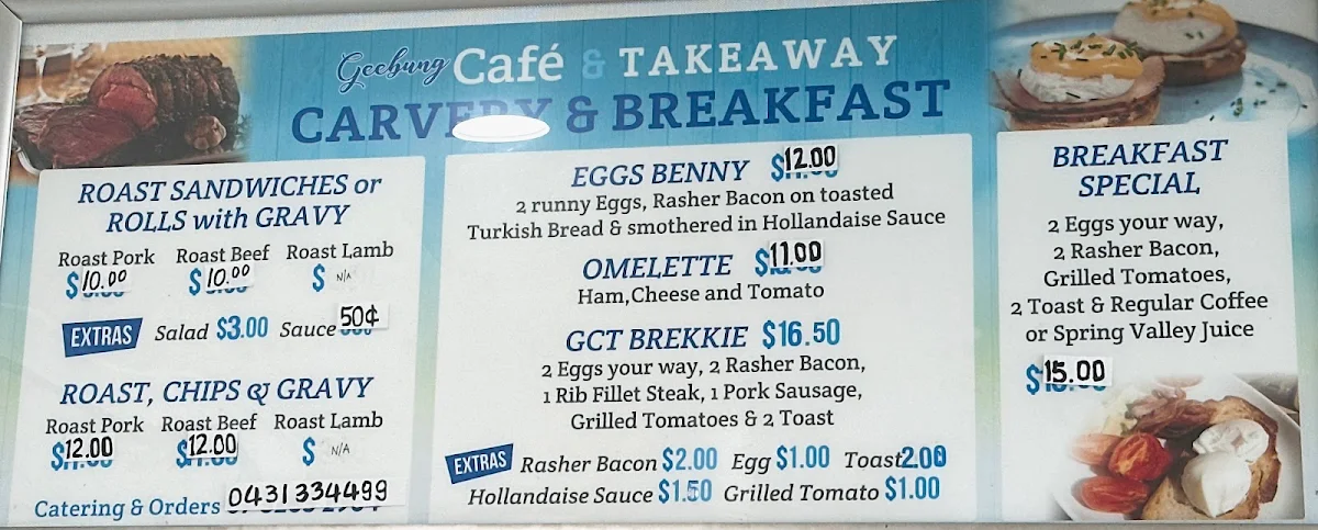 Menu, Geebung Cafe &Takeaway