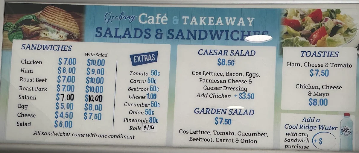 Menu, Geebung Cafe &Takeaway