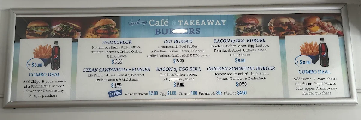 Menu, Geebung Cafe &Takeaway