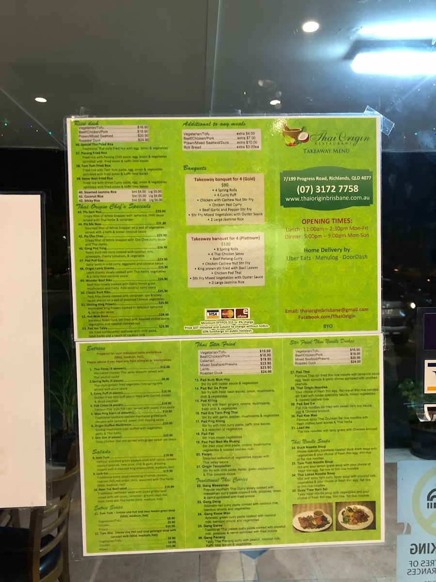 Menu, Thai Origin