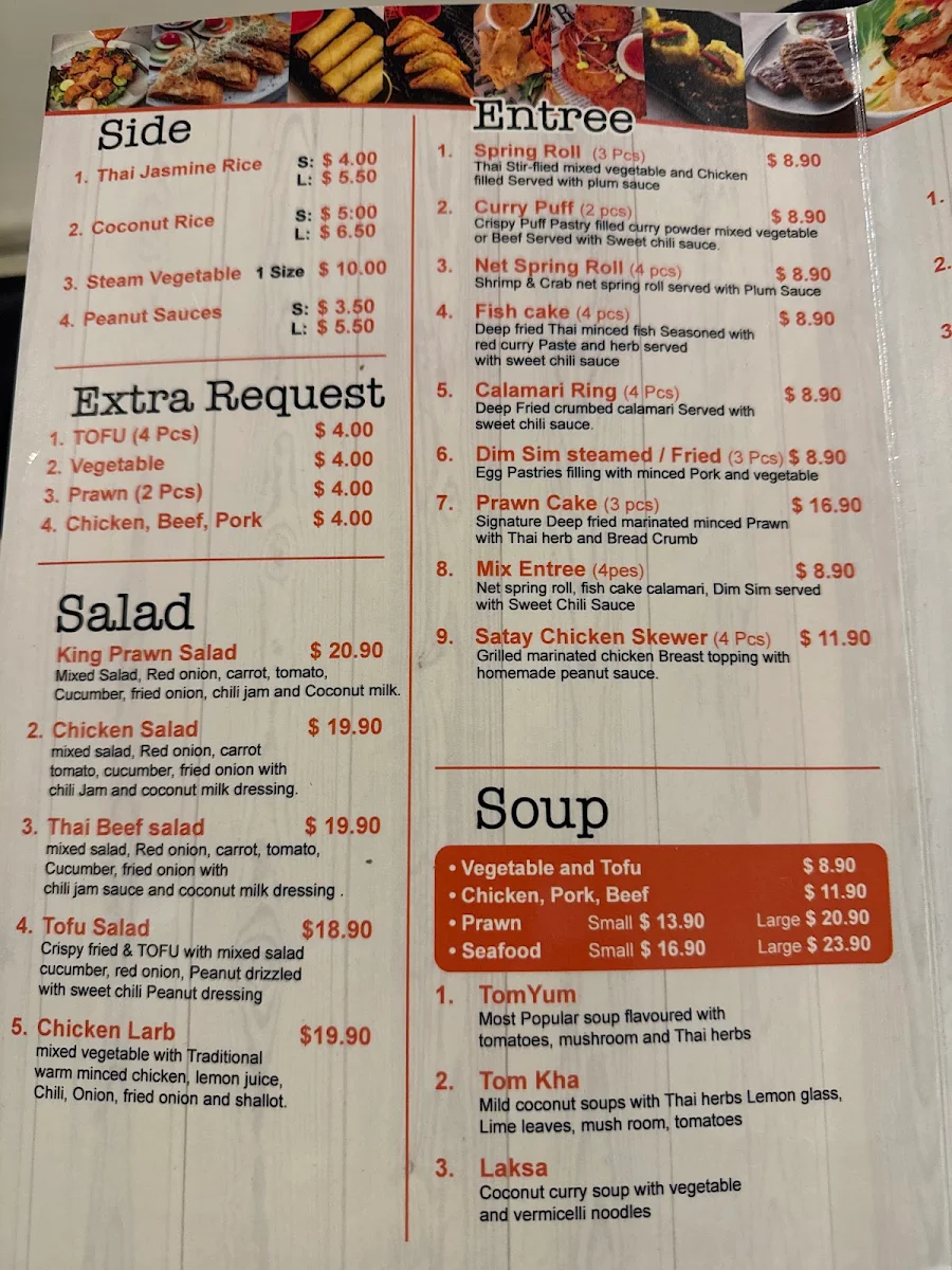 Menu, Kempsey Bangkok Sister