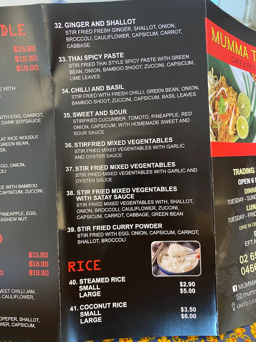 Menu, Kempsey Bangkok Sister