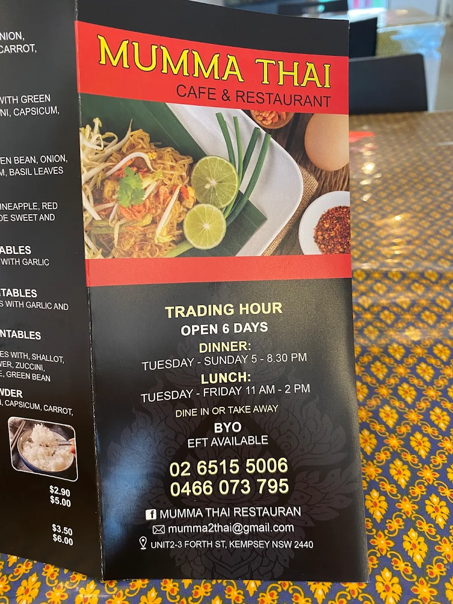 Menu, Kempsey Bangkok Sister