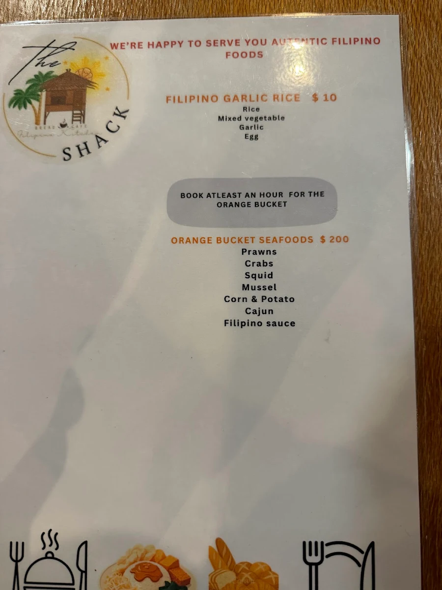 Menu, The Shack Exmouth