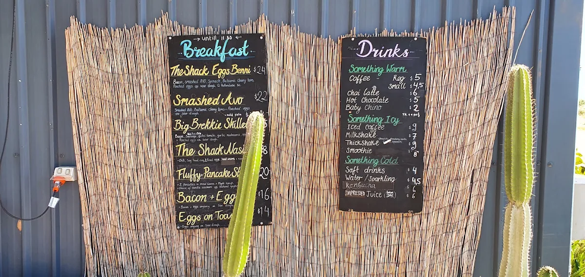 Menu, The Shack Exmouth