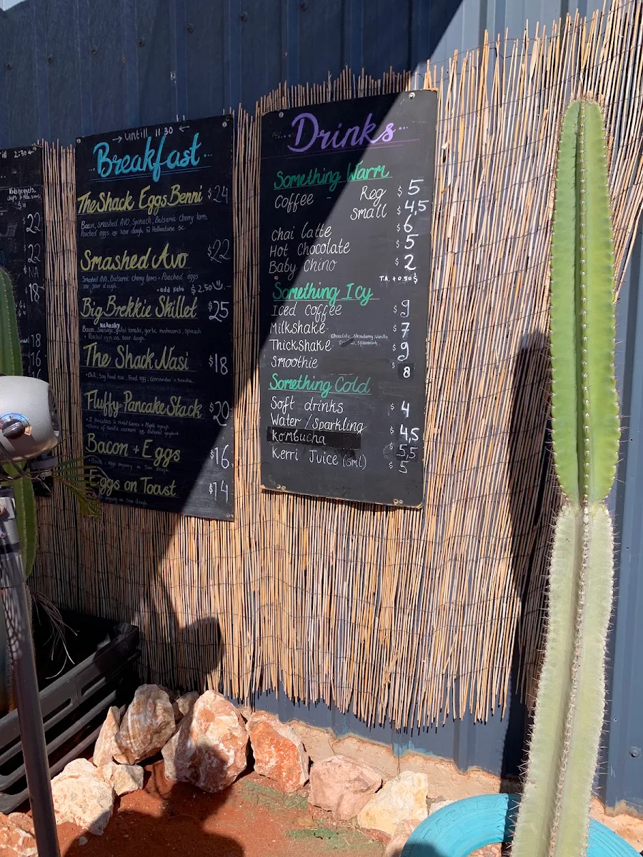 Menu, The Shack Exmouth