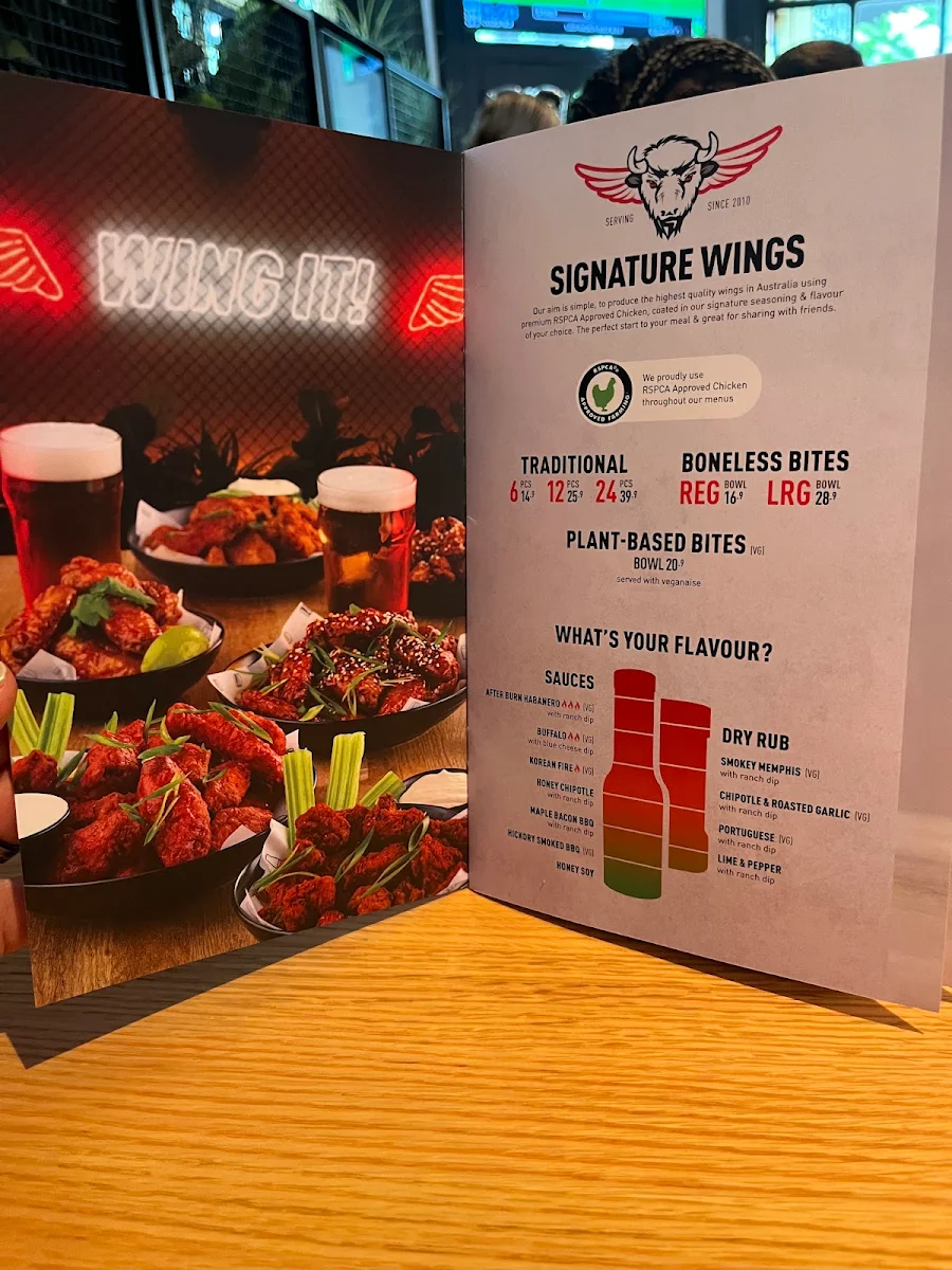 Menu, The Sporting Globe Bar & Grill Bendigo