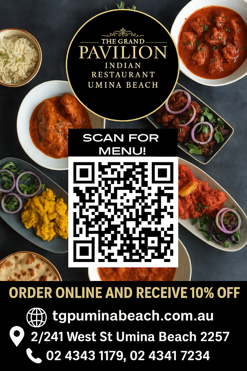 Menu, The Grand Pavilion - Indian Restaurant in Umina Beach - Best Indian Food
