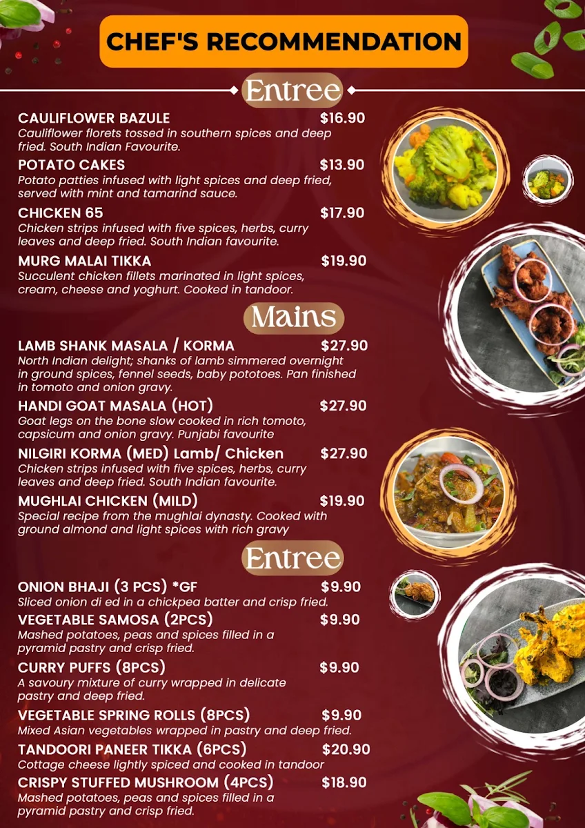 Menu, The Grand Pavilion - Indian Restaurant in Umina Beach - Best Indian Food