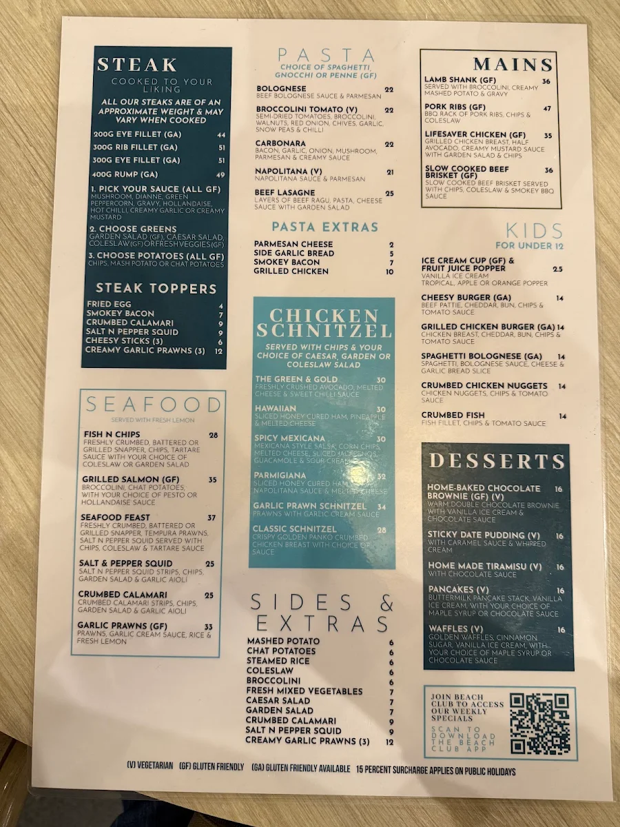 Menu, Beach House Bar & Grill Browns Plains