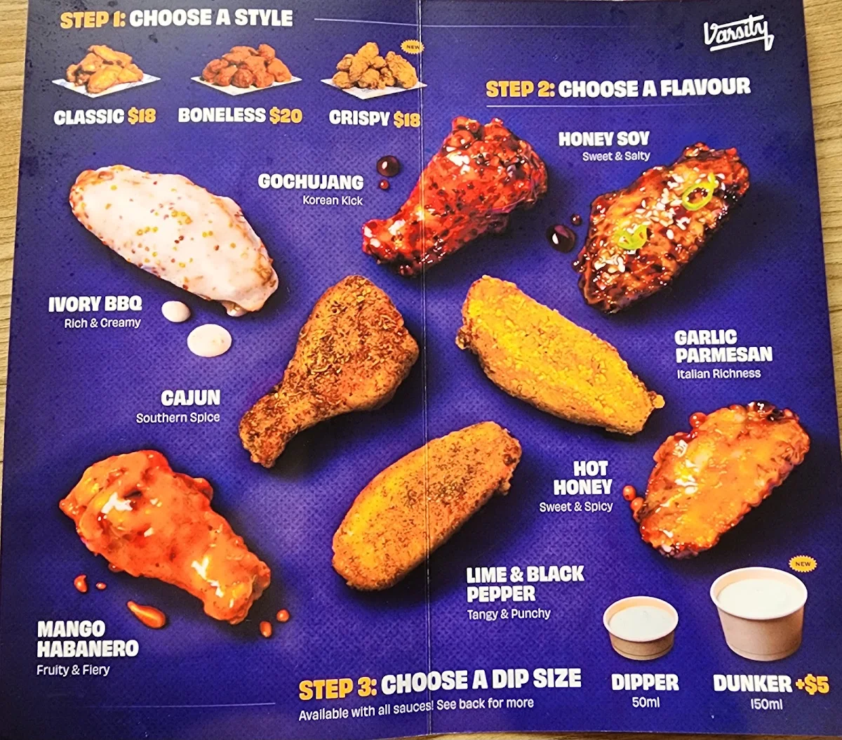 Menu, Varsity Joondalup