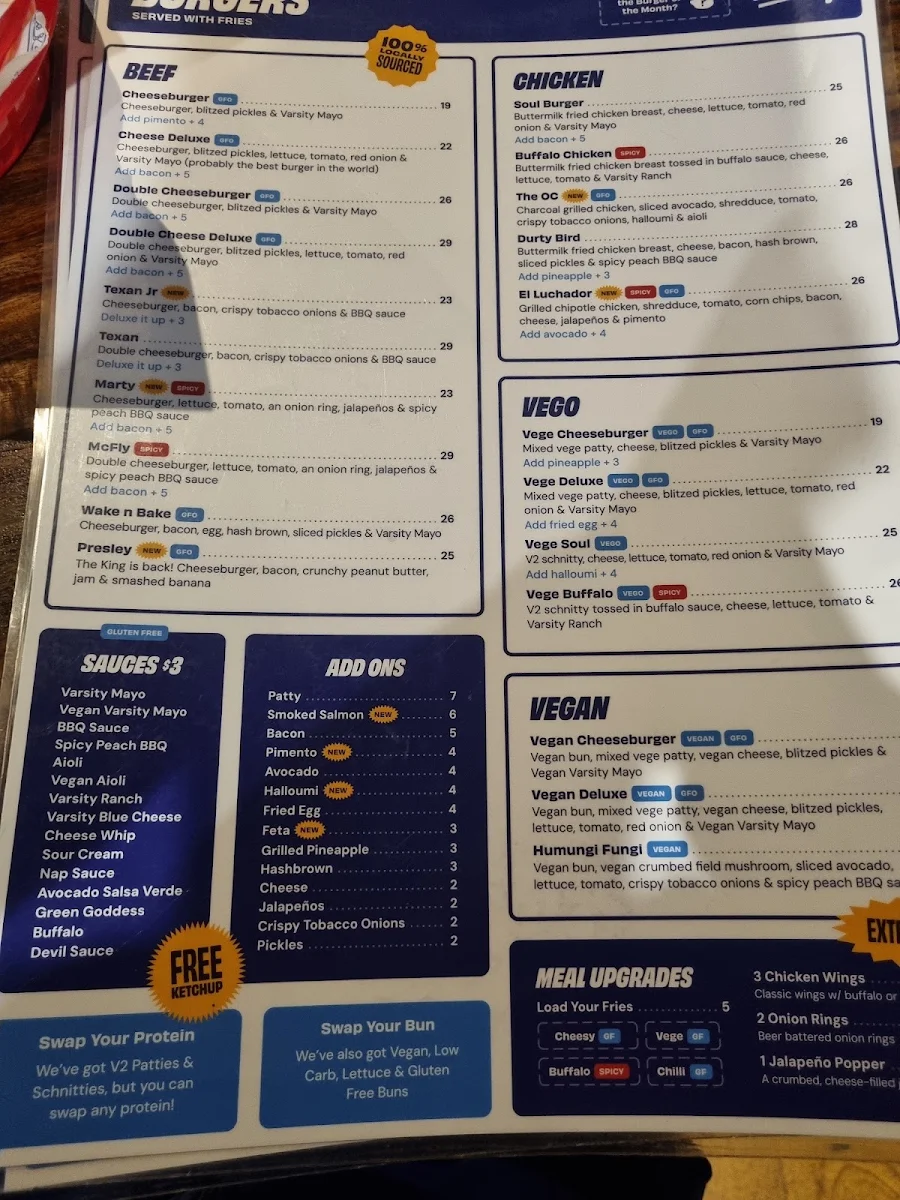Menu, Varsity Joondalup