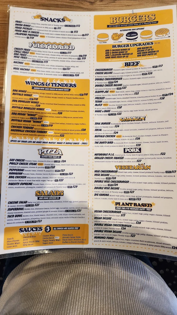 Menu, Varsity Joondalup