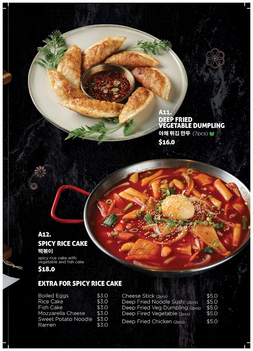 Menu, Hanok Korean BBQ Wagga Wagga