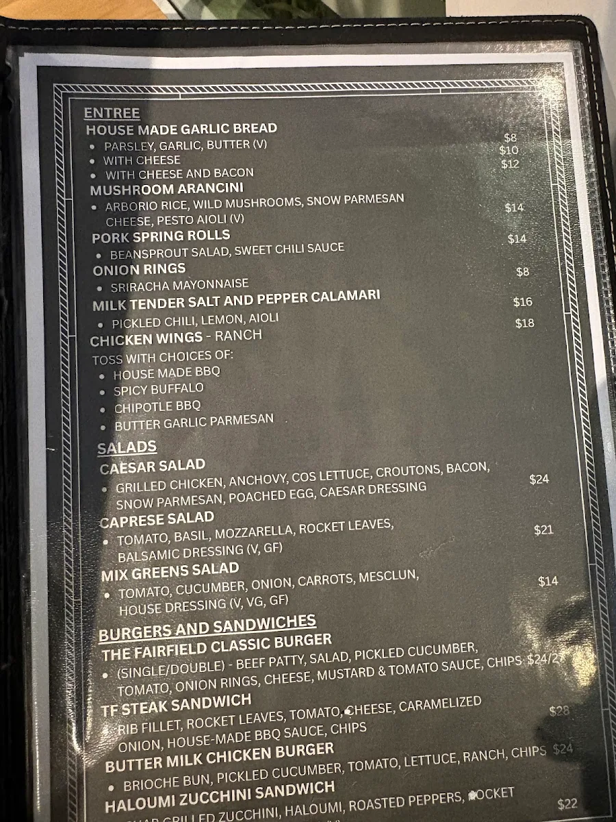 Menu, The Fairfield