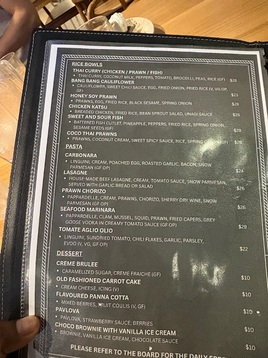 Menu, The Fairfield