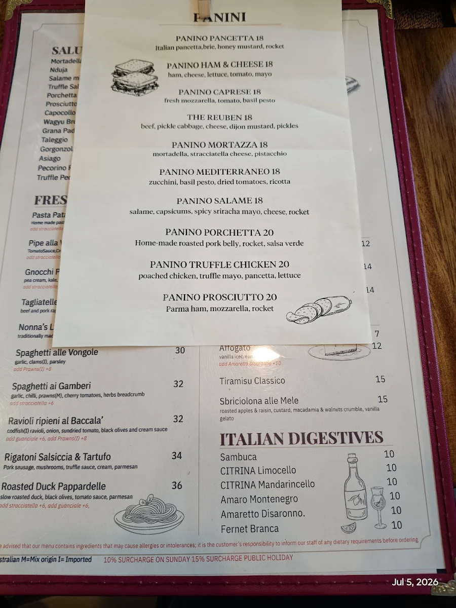Menu, BETTO deli & cucina