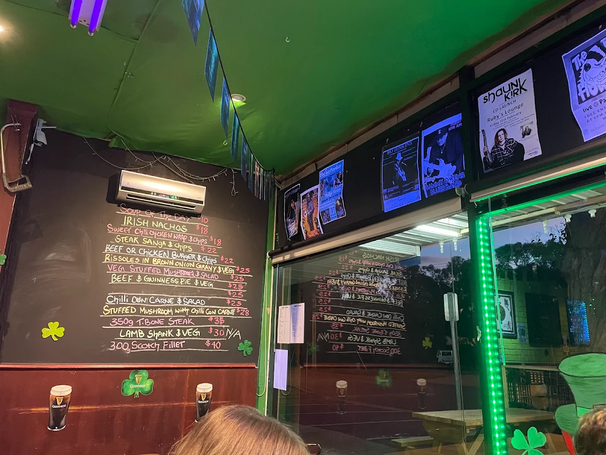 Menu, Paddys Tavern Ferntree Gully