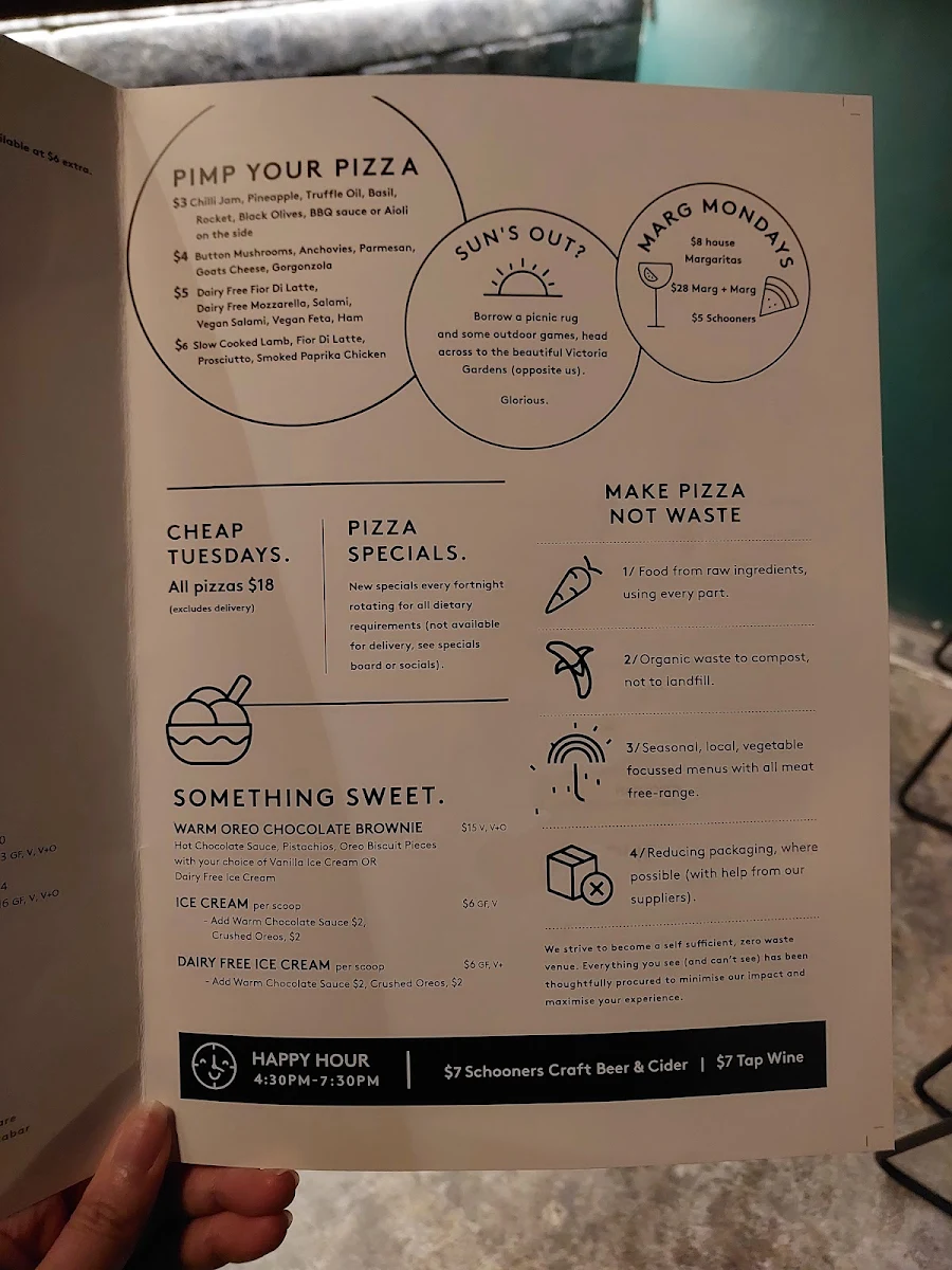Menu, Small Print Pizza Bar