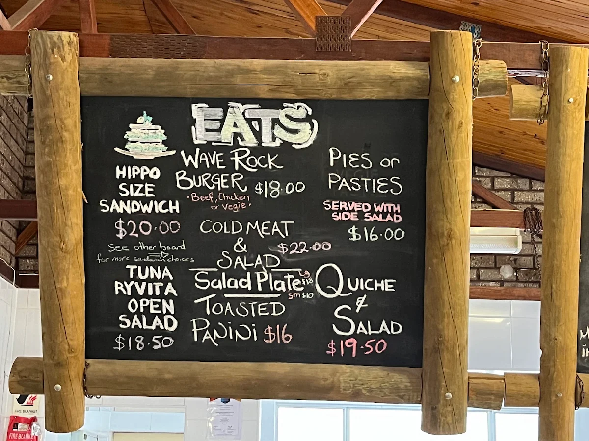 Menu, Wave Rock Cafe, Hyden WA