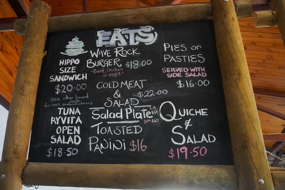 Menu, Wave Rock Cafe, Hyden WA